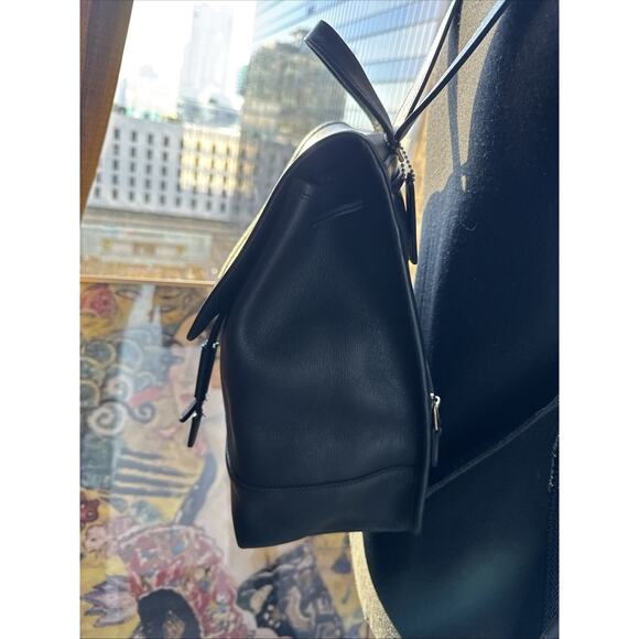 Vintage COACH Black Leather Backpack Daypack Bag Drawstring - Picture 5 of 11